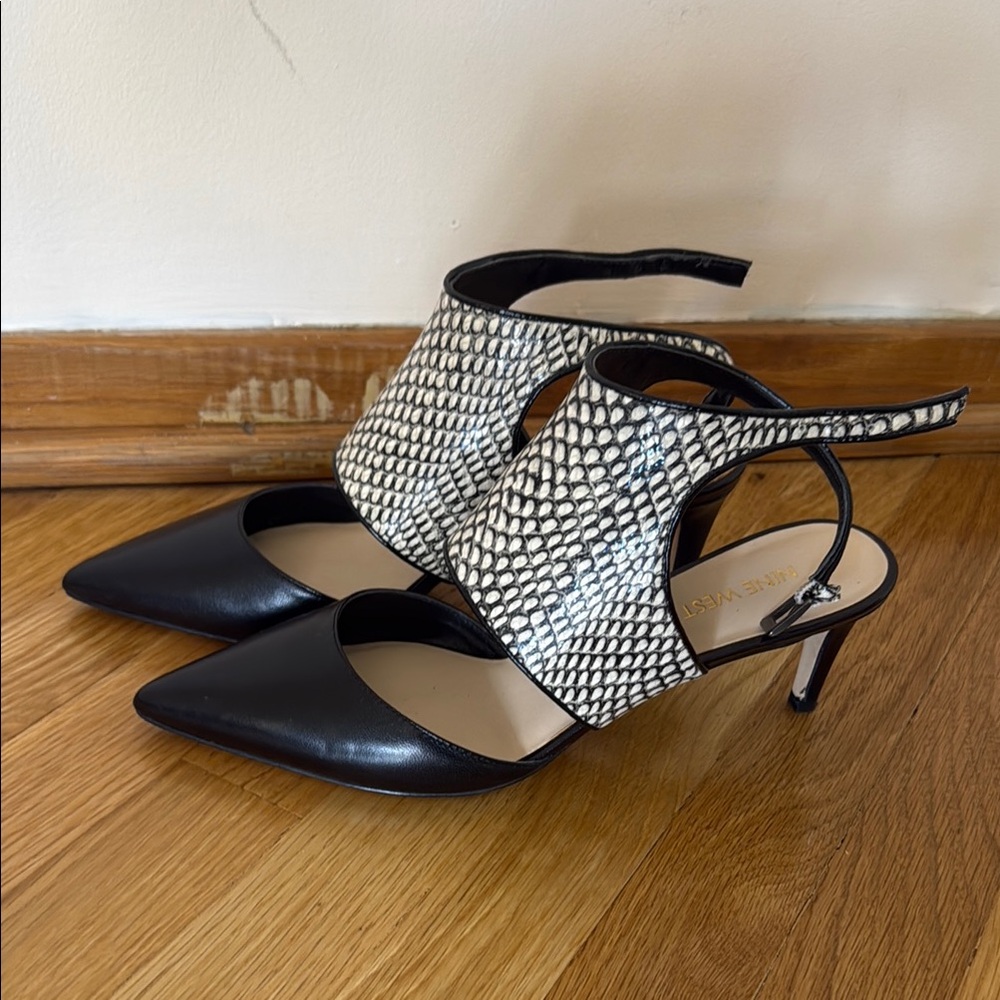 Elegant Black and White Snakeskin Women's Heels